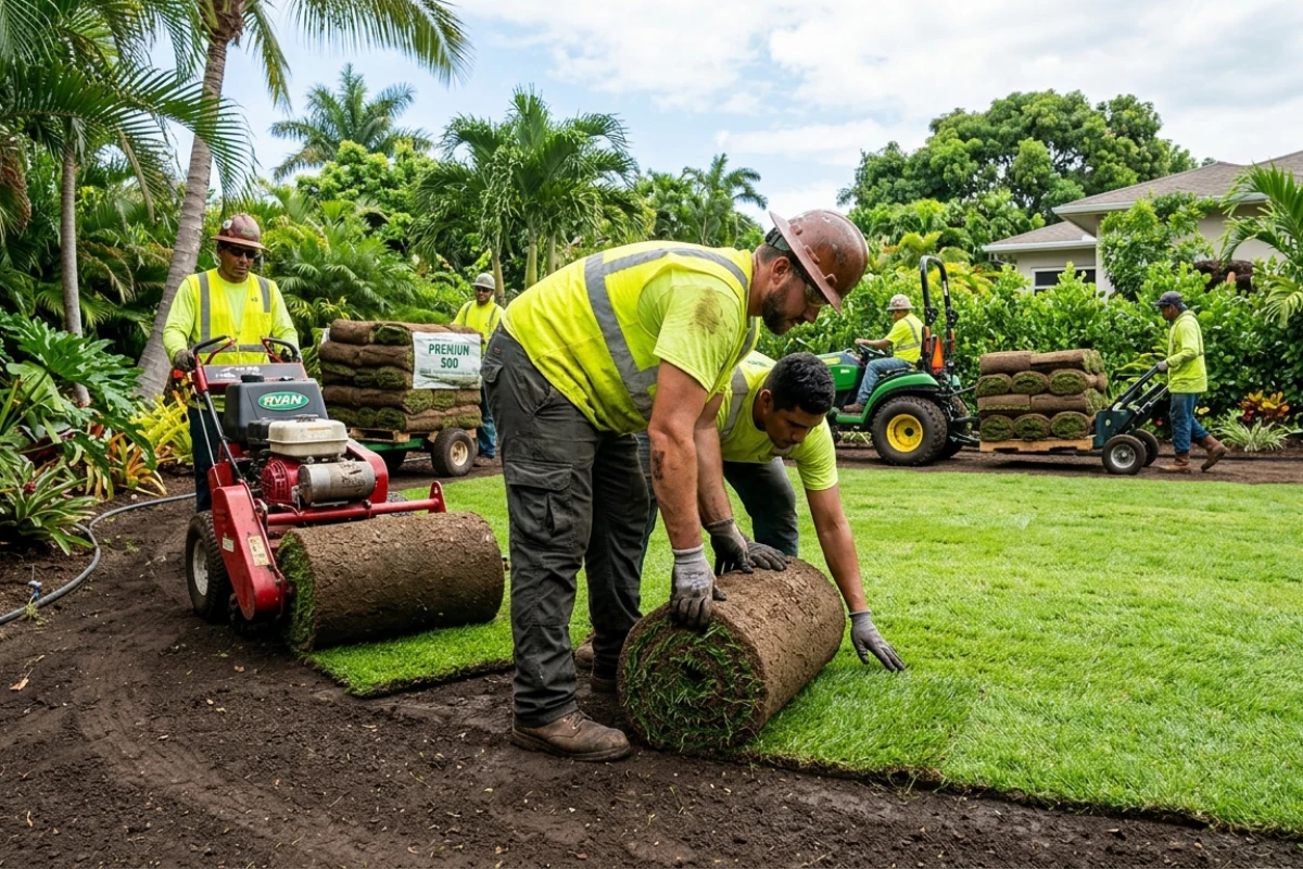 Instalación con Maquinaria — Paisajismo Nicaragua